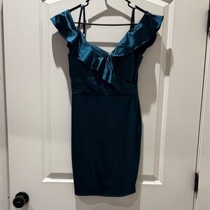 BCX Teal Ruffle Mini Dress